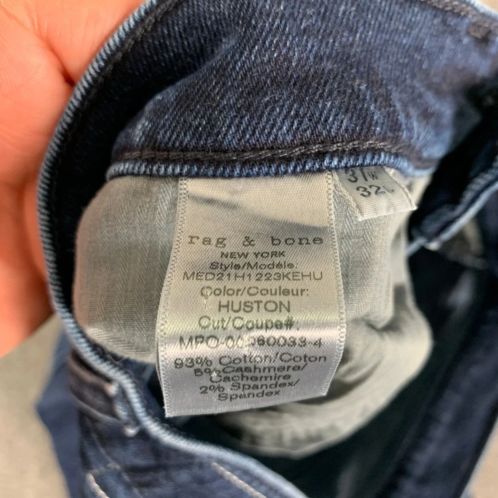 Rag & Bone Fit 2 Slim Jeans Men 31x27 Button Fly Pants Stretch Huston Cashmere